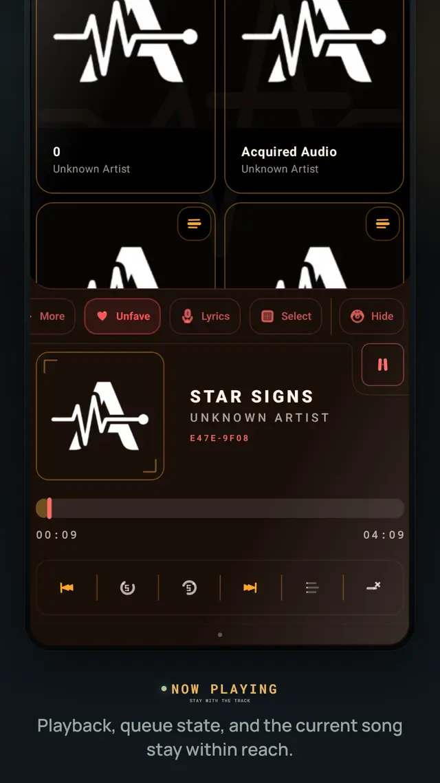 AntiiQ Core now playing screen